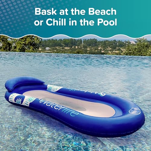 Aqua LEISURE Extra Large Inflatable Pool Float for Adults – Blue with Headrest, Cupholder and Footrest