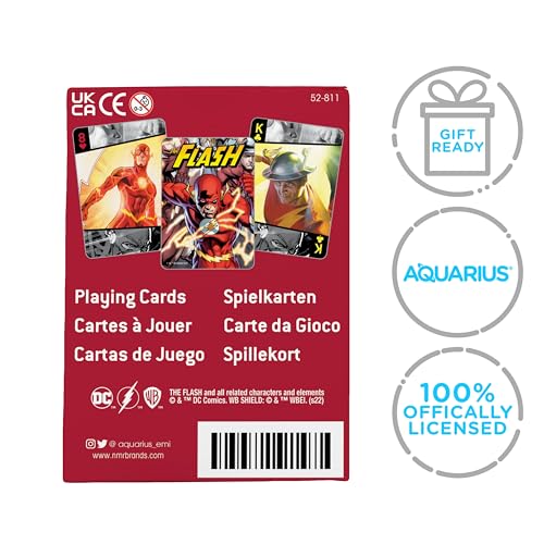 AQUARIUS DC Comics The Flash Playing Cards – Officially Licensed 54-Card Deck for Poker and Family Game Night