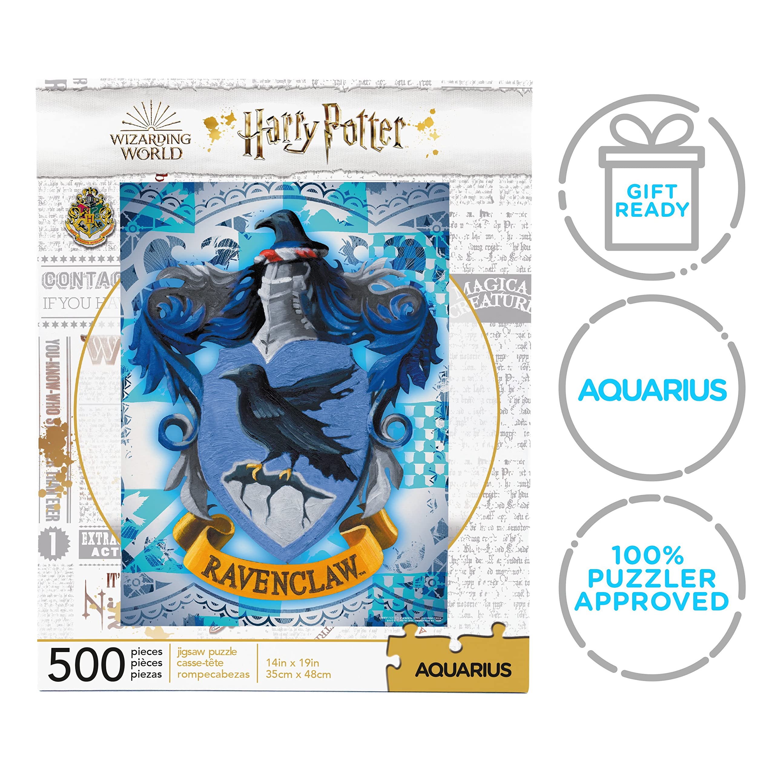 AQUARIUS Harry Potter Ravenclaw Crest 500-Piece Jigsaw Puzzle – Officially Licensed, Glare-Free, 14x19 In