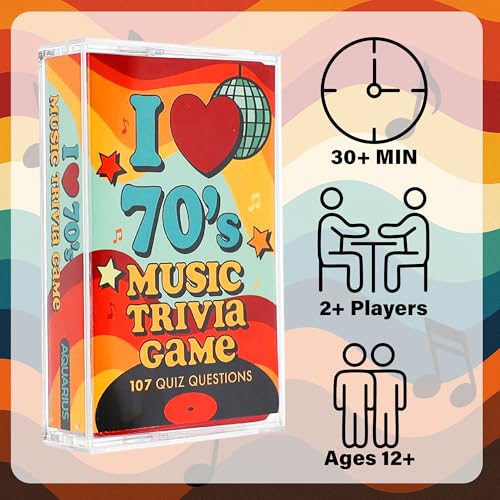 AQUARIUS I Love the 70s Music Trivia Card Game - 102 Questions on 52 Cards for Adults & Teens