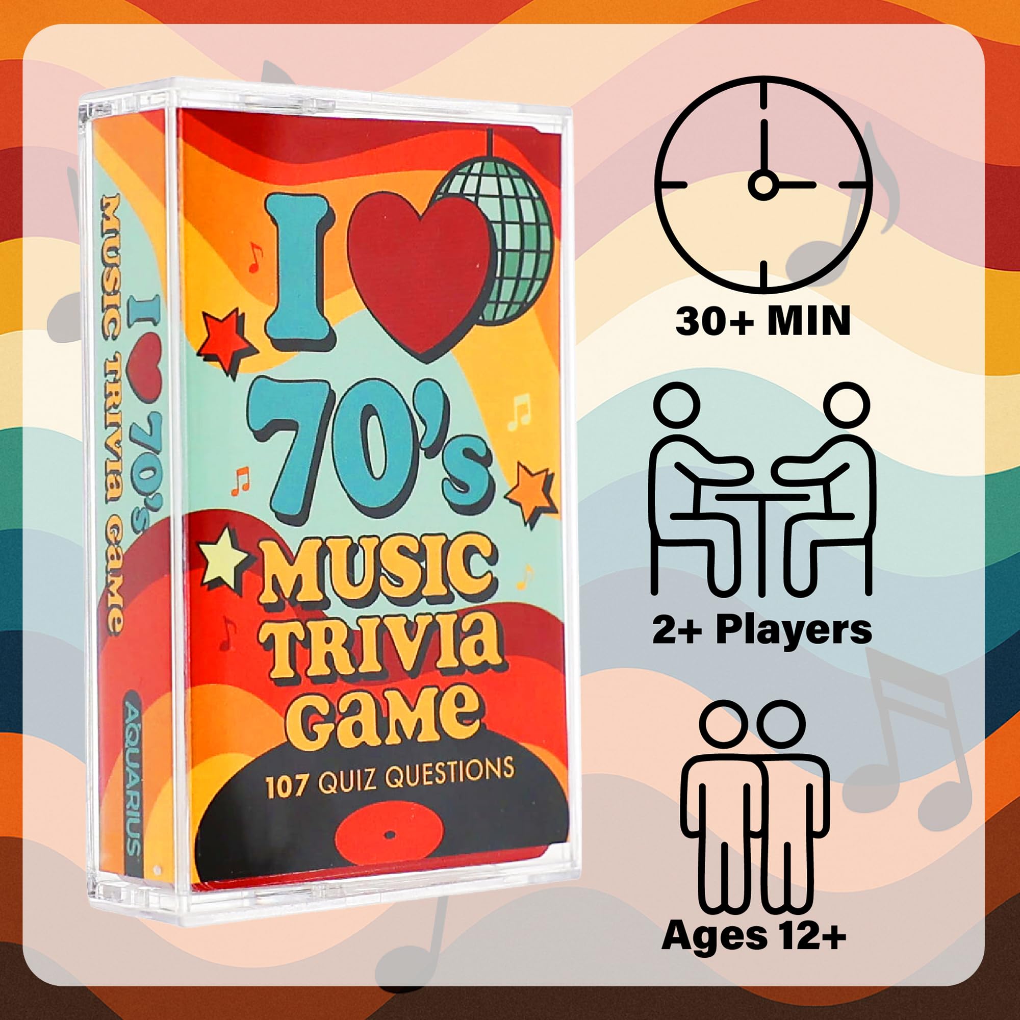 AQUARIUS I Love the 70s Music Trivia Card Game - 102 Questions on 52 Cards for Adults & Teens
