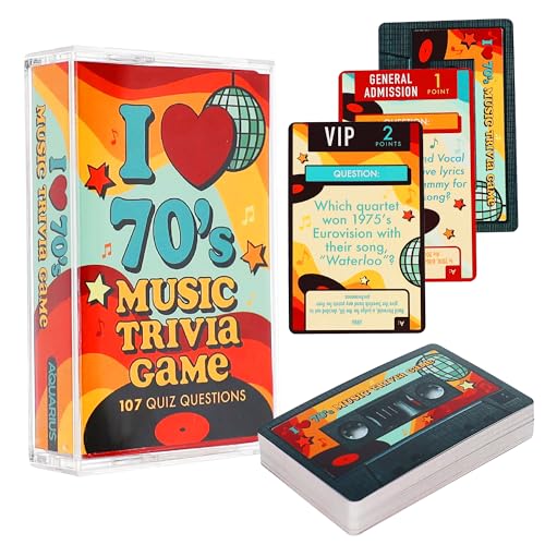 AQUARIUS I Love the 70s Music Trivia Card Game - 102 Questions on 52 Cards for Adults & Teens