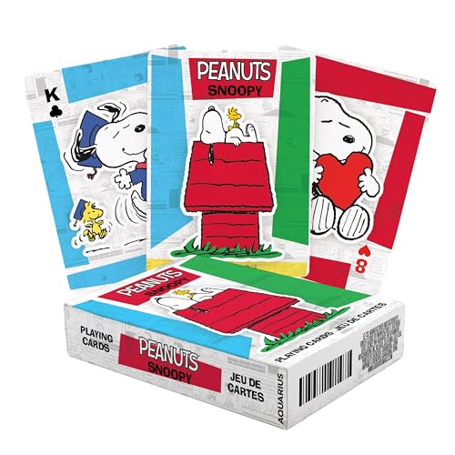 AQUARIUS Peanuts Snoopy Playing Cards – 54-Card Deck with Classic Comic Art, Poker Size Linen Finish