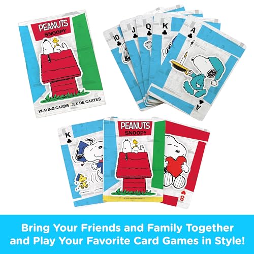 AQUARIUS Peanuts Snoopy Playing Cards – 54-Card Deck with Classic Comic Art, Poker Size Linen Finish