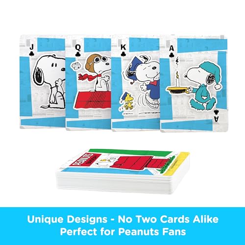 AQUARIUS Peanuts Snoopy Playing Cards – 54-Card Deck with Classic Comic Art, Poker Size Linen Finish
