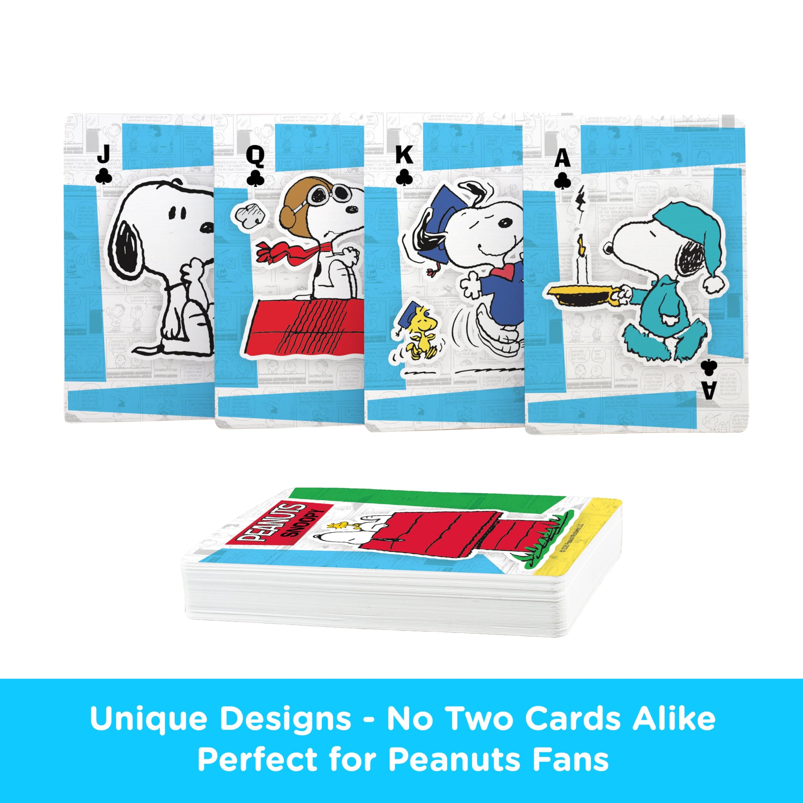 AQUARIUS Peanuts Snoopy Playing Cards – 54-Card Deck with Classic Comic Art, Poker Size Linen Finish