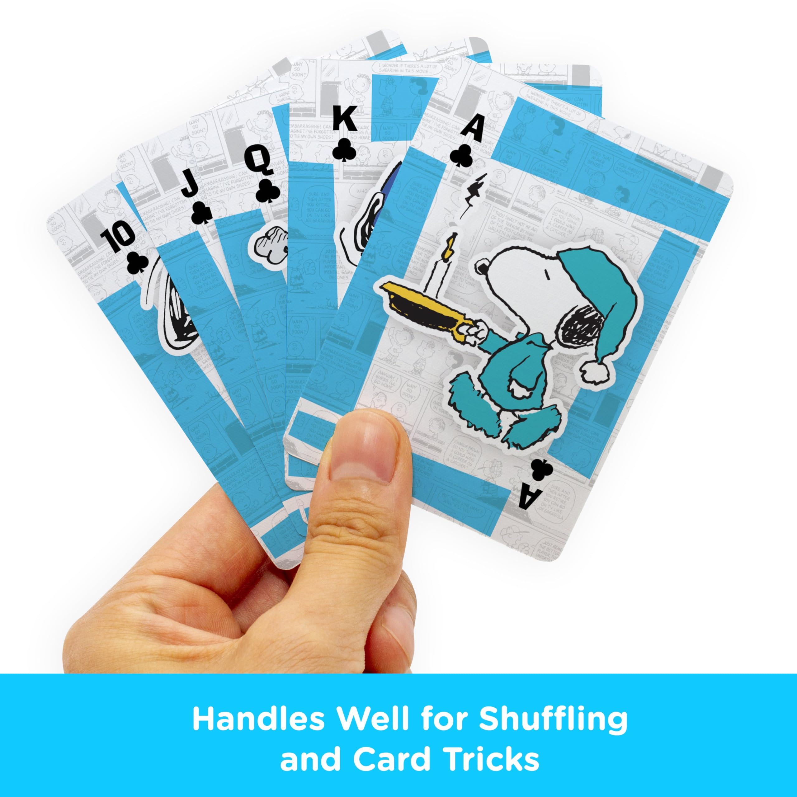 AQUARIUS Peanuts Snoopy Playing Cards – 54-Card Deck with Classic Comic Art, Poker Size Linen Finish