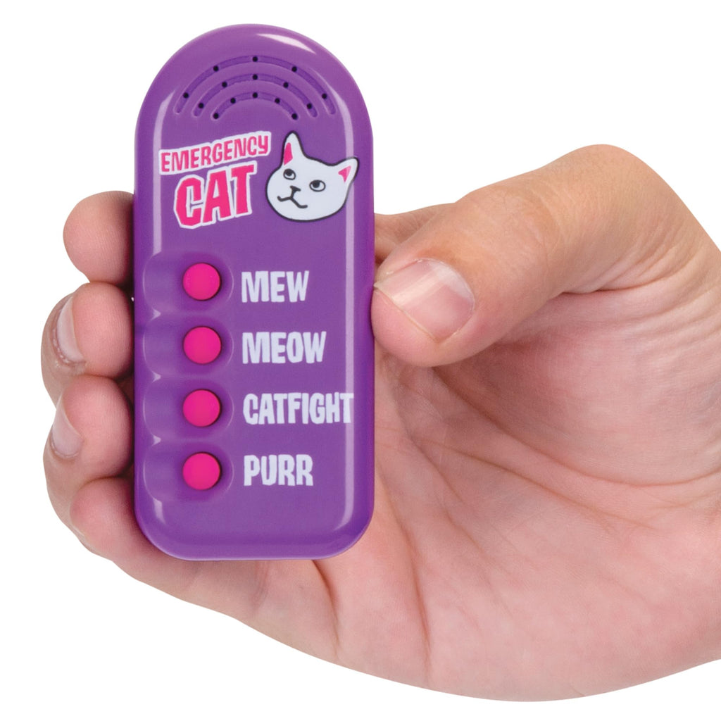 Archie McPhee Emergency Cat Sound Maker – 4 Cat Sounds, 3.5-Inch Handheld, Battery-Powered