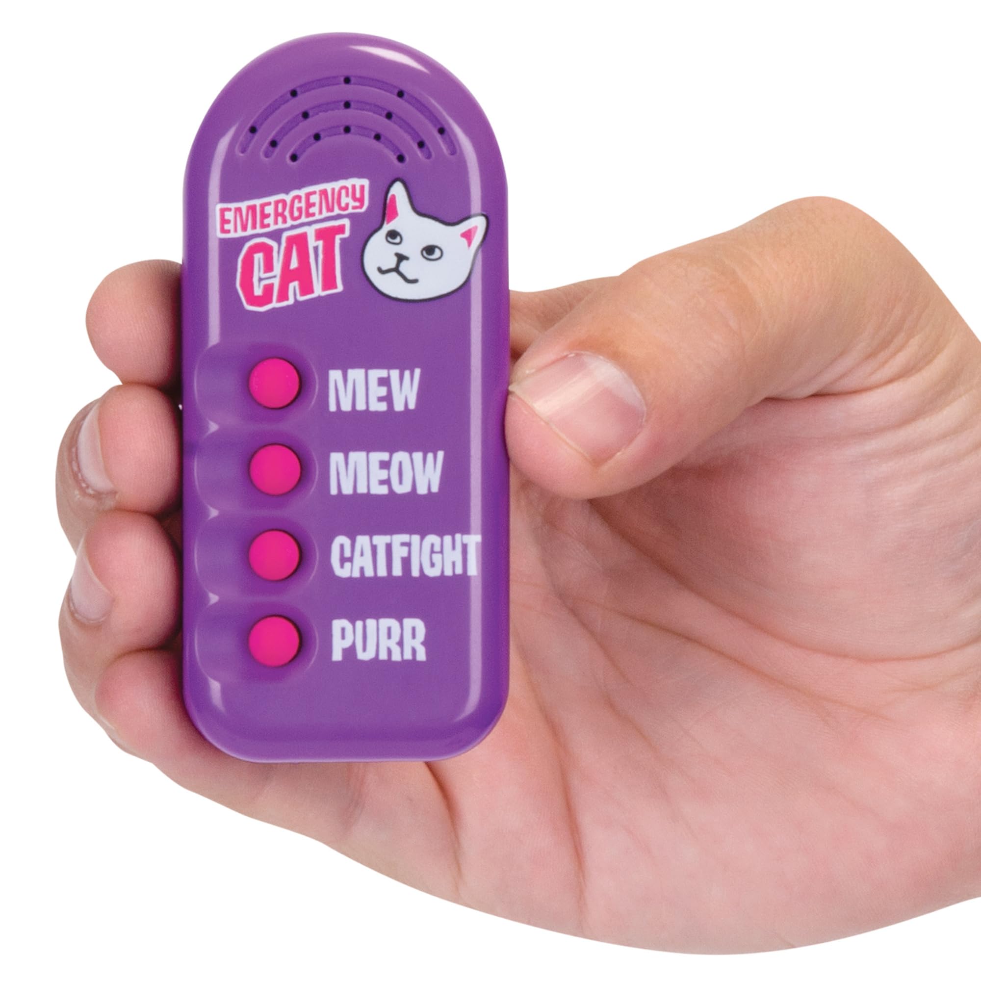 Archie McPhee Emergency Cat Sound Maker – 4 Cat Sounds, 3.5-Inch Handheld, Battery-Powered