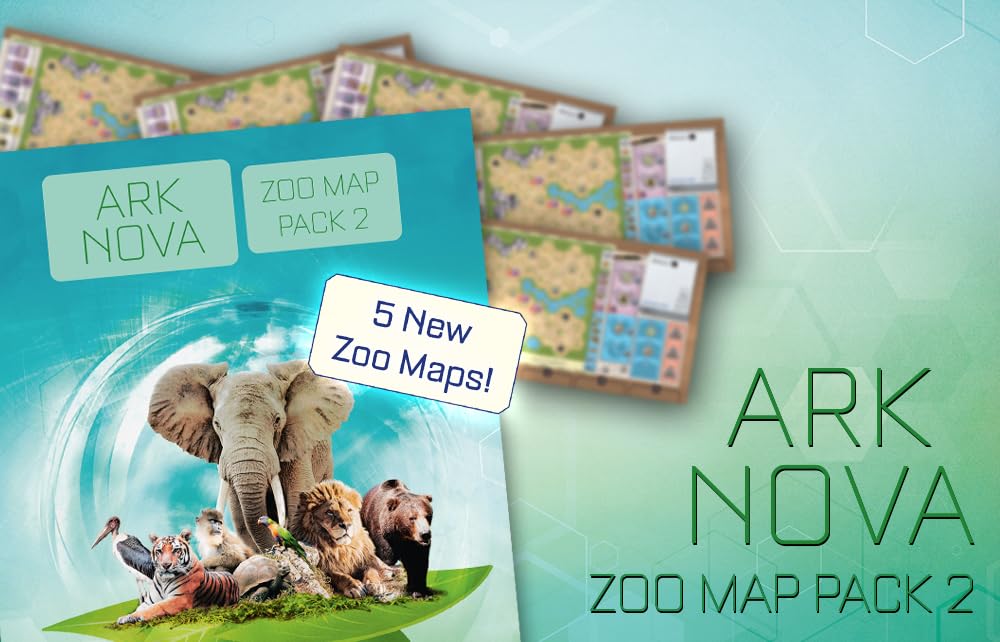 Ark Nova Zoo Map Pack 2 – 5 New Zoo Maps Expansion for Capstone Games Board Game (1–4 Players, Ages 15+, 60–90 Min)