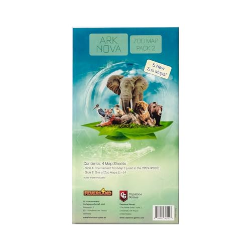 Ark Nova Zoo Map Pack 2 – 5 New Zoo Maps Expansion for Capstone Games Board Game (1–4 Players, Ages 15+, 60–90 Min)