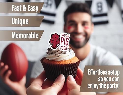 Arkansas Razorbacks Cupcake Toppers (24 Pack) – PartyKandy Game Day & Graduation Decorations