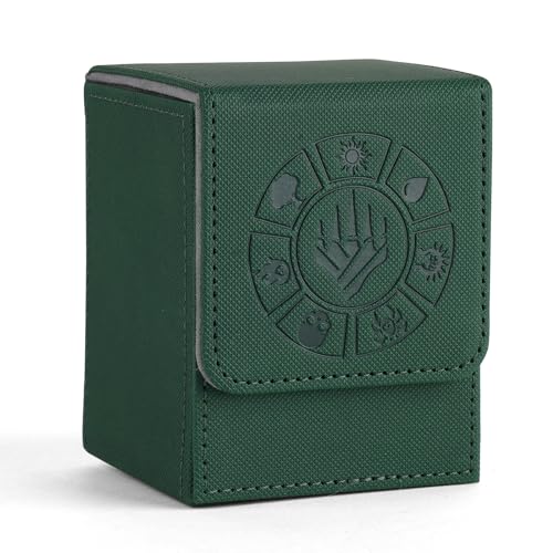 Arkeiliy Green Faux Leather Card Deck Box – Holds 110+ Sleeved Cards with 50 Sleeves