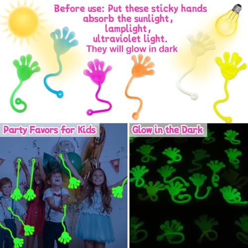 Armaytoy 28-Pack Glow in the Dark Sticky Hands – Party Favors, Piñata Fillers, Classroom Prizes
