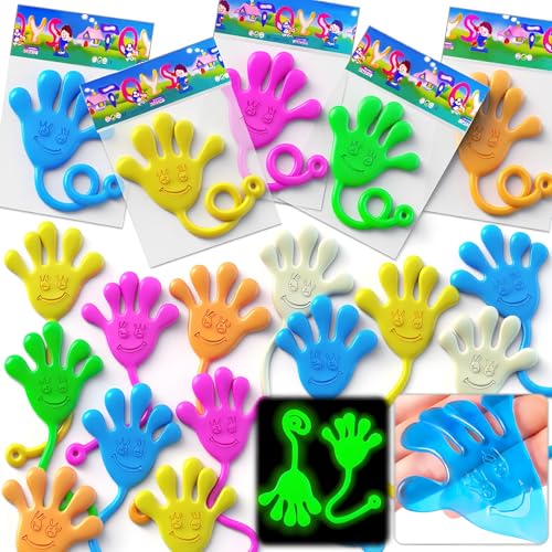 Armaytoy 28-Pack Glow in the Dark Sticky Hands – Party Favors, Piñata Fillers, Classroom Prizes