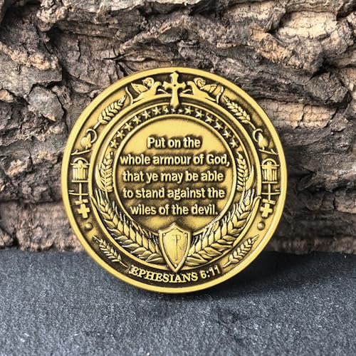 Armor of God Christian Challenge Coin - Ephesians 6:11 - Single Coin with Protective Case