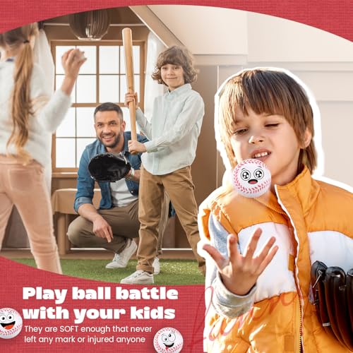 Arrowbash 12 Pack Mini Baseball Stress Balls with Funny Faces - Foam Stress Relief Toys for Party Favors