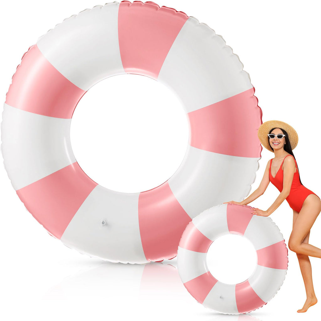 Arrowbash Jumbo Inflatable Pool Float 47.24 Inch - Classic Striped Ring for Adults