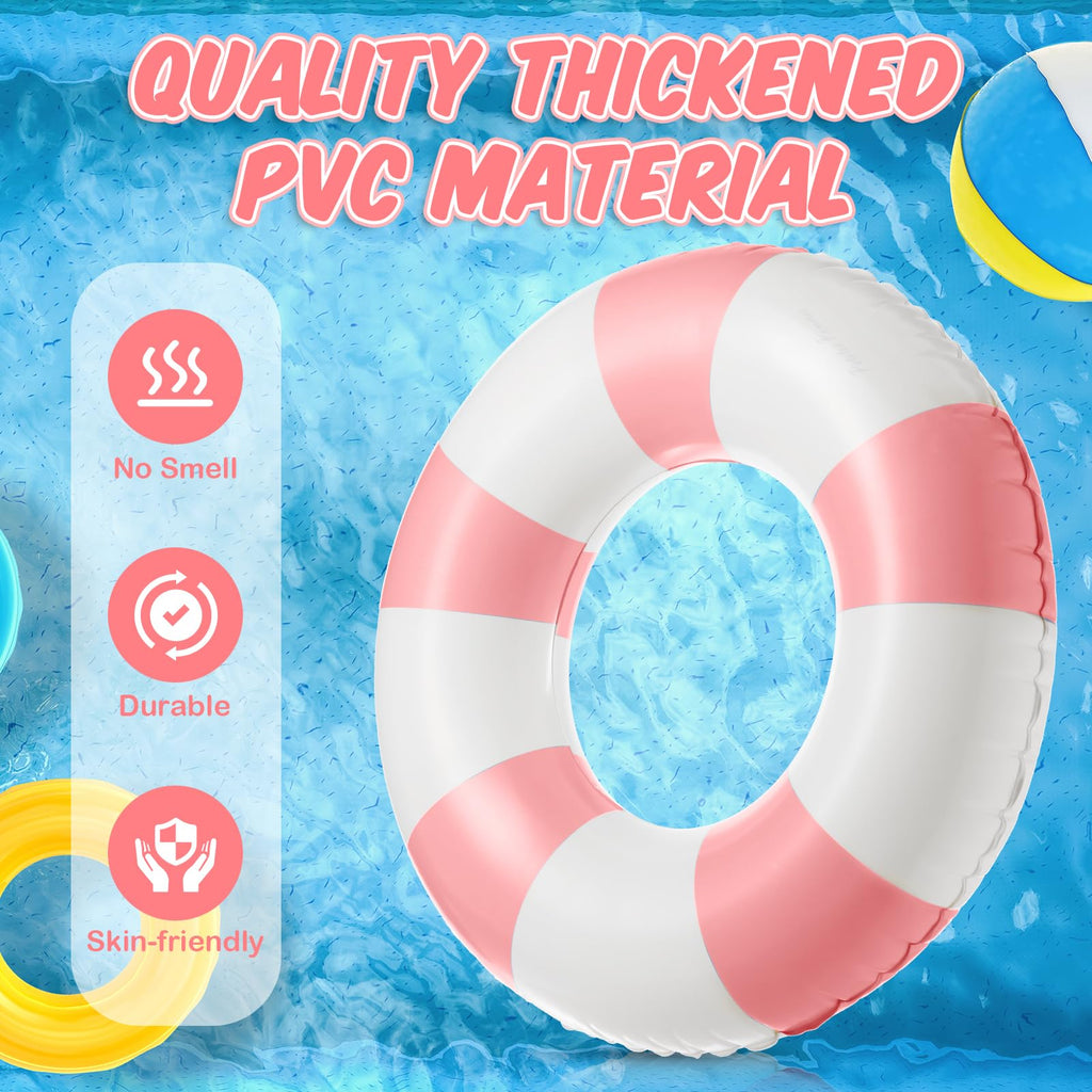 Arrowbash Jumbo Inflatable Pool Float 47.24 Inch - Classic Striped Ring for Adults