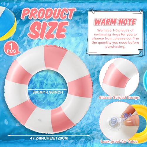 Arrowbash Jumbo Inflatable Pool Float 47.24 Inch - Classic Striped Ring for Adults