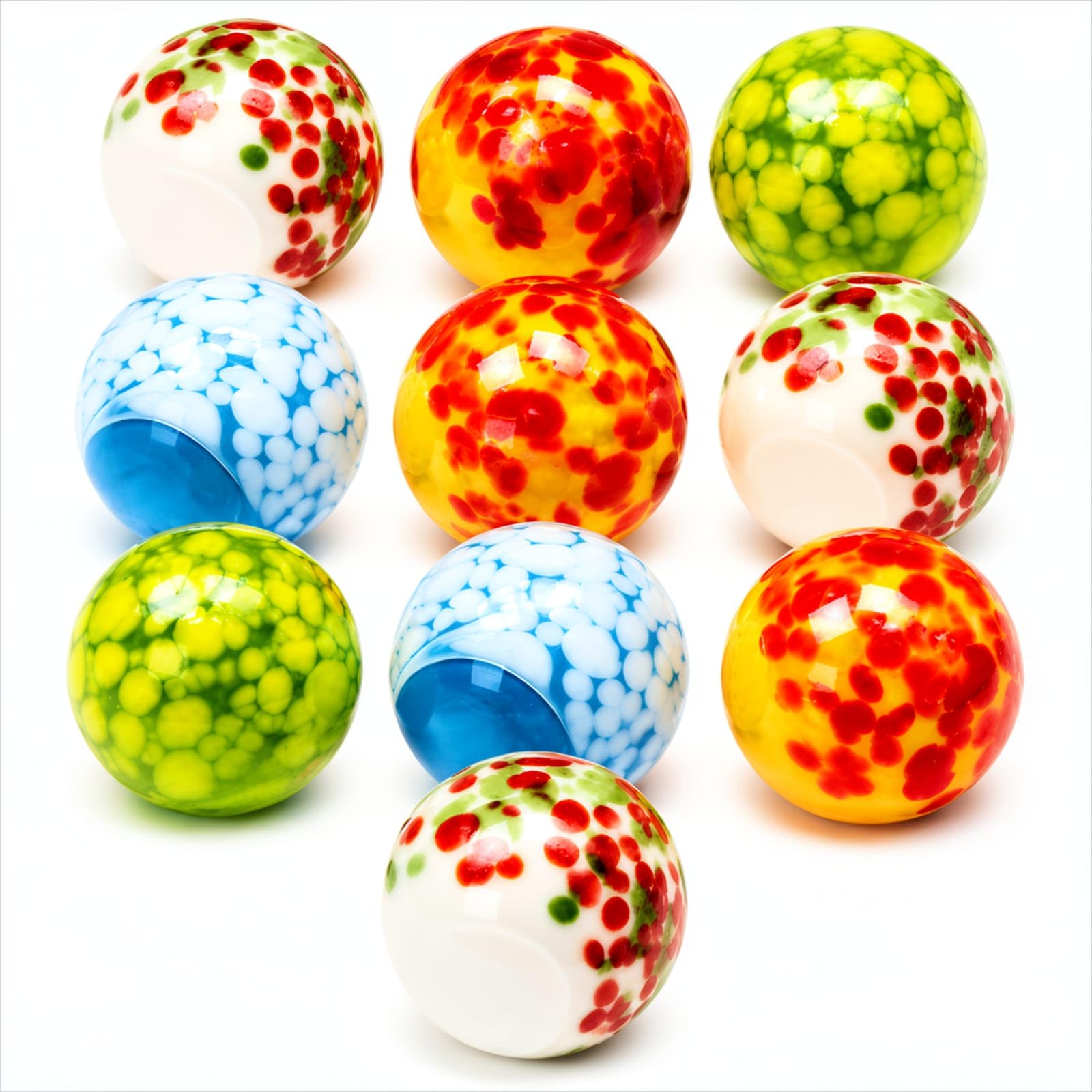 ARSUK Handmade Glass Marbles - Set of 10 Large 1-Inch Dotted Shooter Marbles for Games and Décor