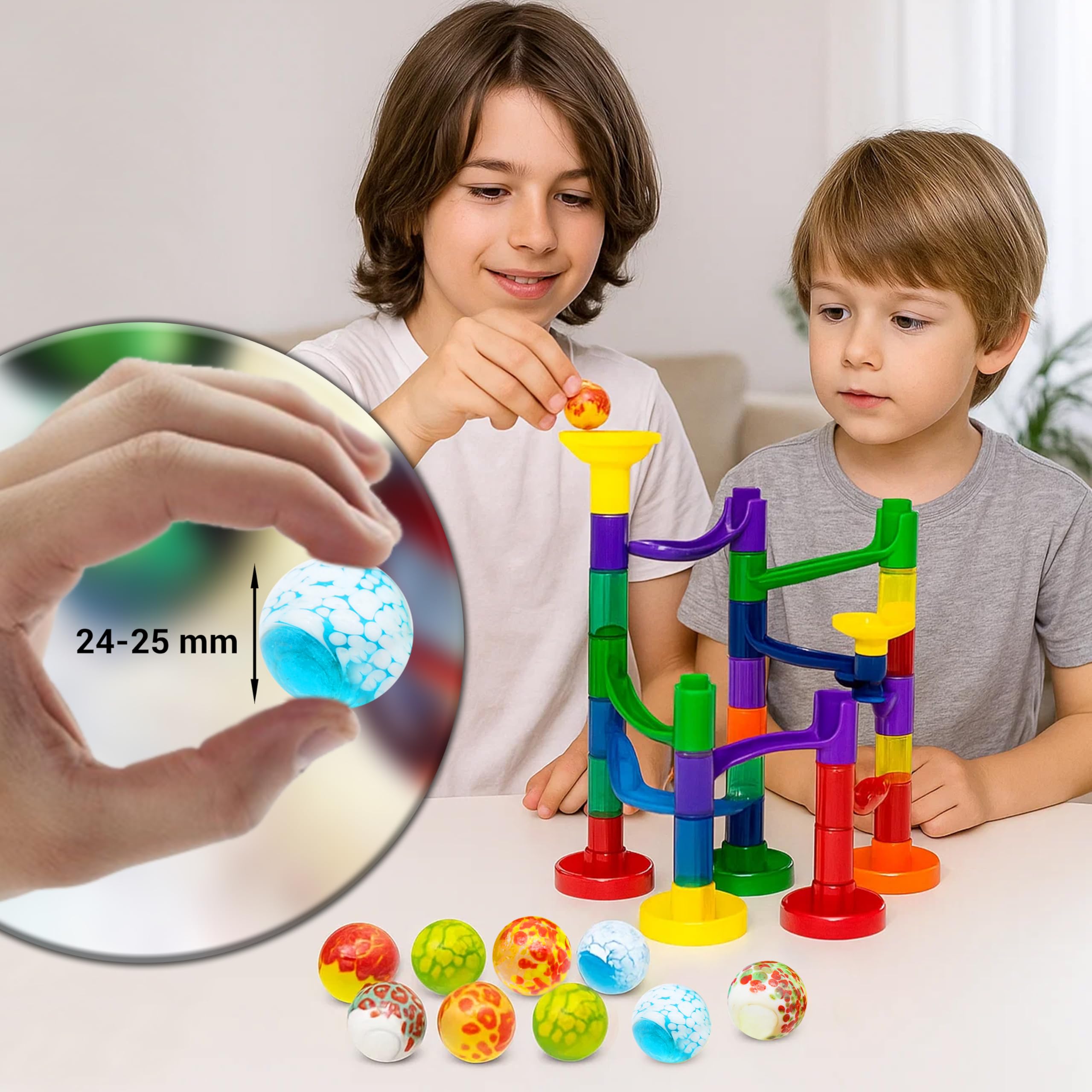 ARSUK Handmade Glass Marbles - Set of 10 Large 1-Inch Dotted Shooter Marbles for Games and Décor