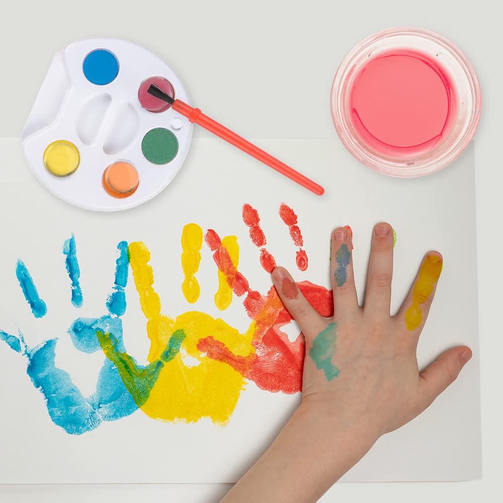 ArtCreativity 24 Pack Mini Watercolor Paint Sets with Brushes - Non-Toxic, 5 Colors Each - Party Favors for Kids