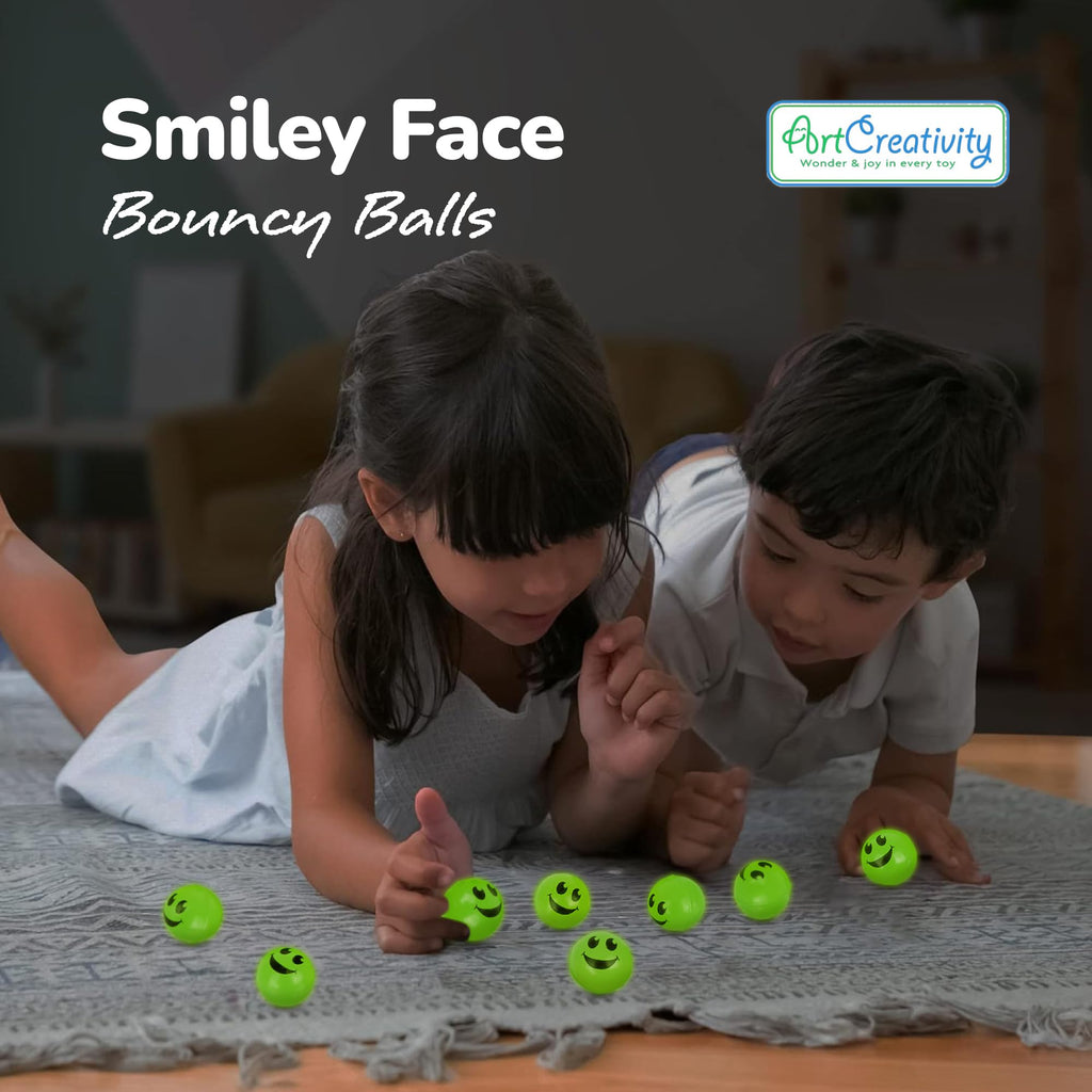 ArtCreativity 36 Pack Glow in the Dark Smiley Bouncy Balls - Green, 1 Inch, High Bounce Party Favors