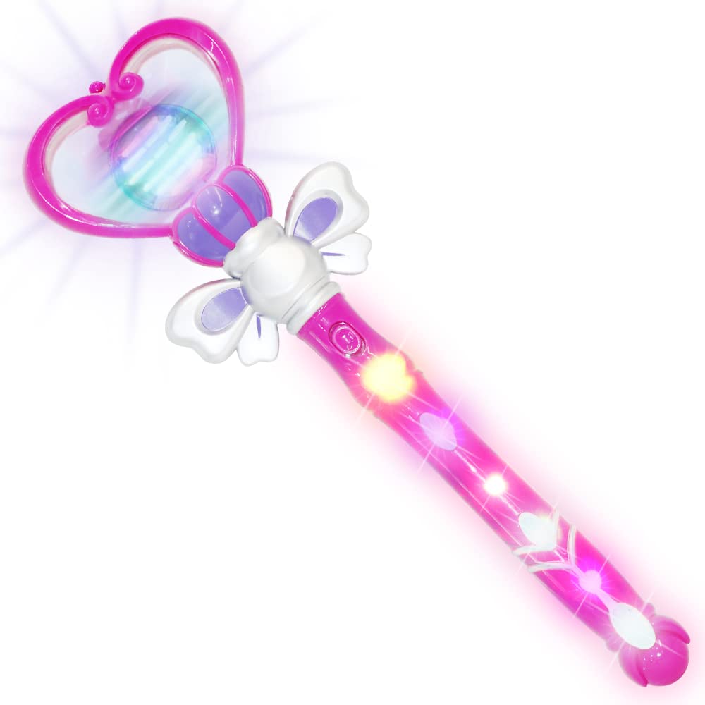 ArtCreativity Light Up Heart Princess Wand - 13.5 Inch Spinning LEDs & Sound, Purple