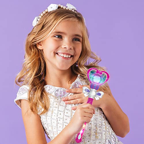 ArtCreativity Light Up Heart Princess Wand - 13.5 Inch Spinning LEDs & Sound, Purple