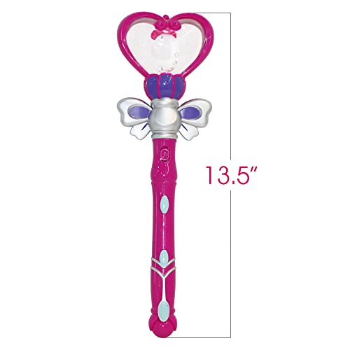 ArtCreativity Light Up Heart Princess Wand - 13.5 Inch Spinning LEDs & Sound, Purple