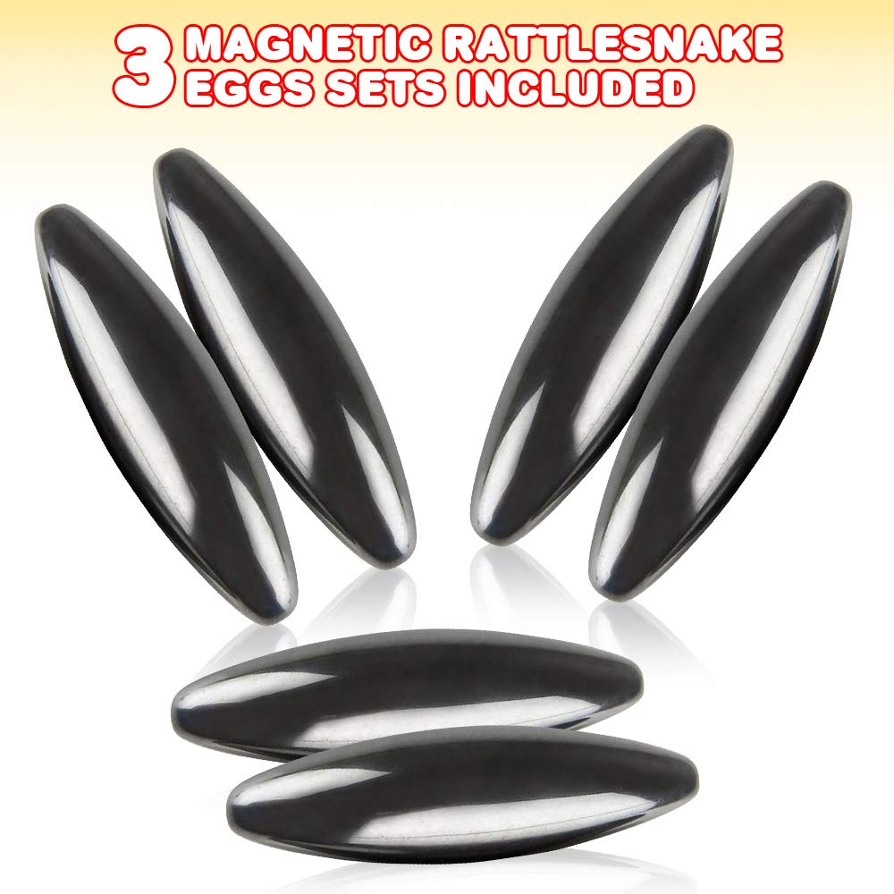 ArtCreativity Magnetic Rattlesnake Eggs – Set of 3 Pairs (6 Eggs) – Fidget Toy with Rattle Sound, Party Favors & Stress Relief for Kids Ages 10+