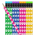 ArtCreativity Paw Print Pencils Set of 12 - Colorful Wooden Dog & Cat School Supplies with Erasers