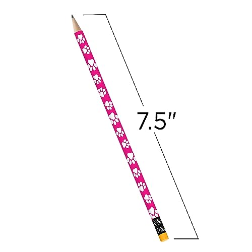 ArtCreativity Paw Print Pencils Set of 12 - Colorful Wooden Dog & Cat School Supplies with Erasers