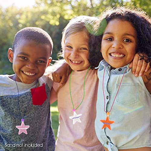 ArtCreativity Star Sand Art Bottle Necklaces – Pack of 12 Clear Plastic Star-Shaped Craft Bottles for Kids (Sand Not Included)