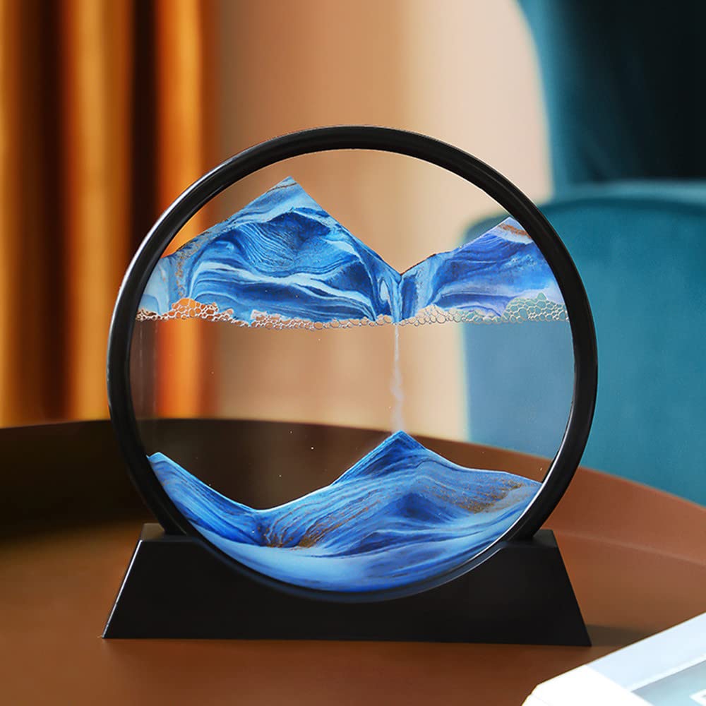Arthink Moving Sand Art Picture – Round Glass 3D Deep Sea Landscape for Relaxation & Decor