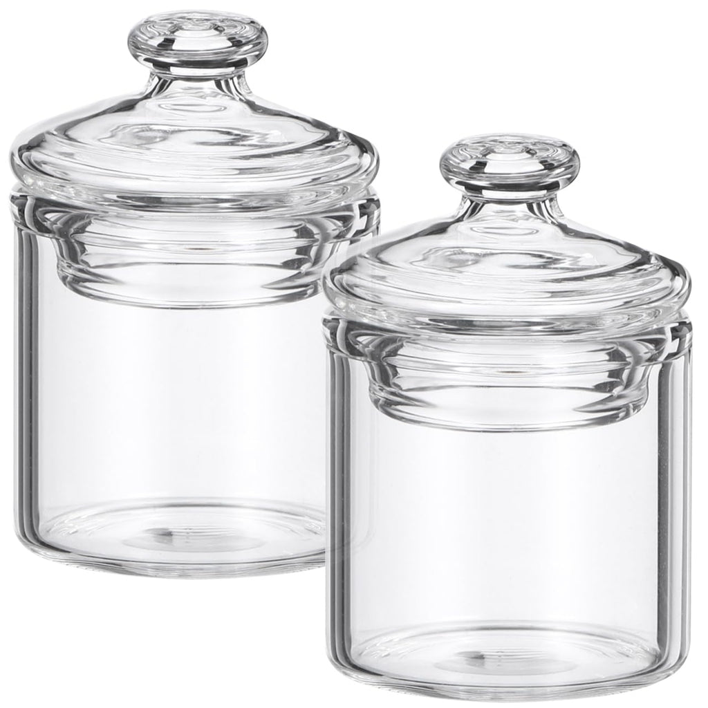 ARTIBETTER 1:12 Scale Miniature Glass Jars with Lids - 2 Pack for Dollhouse Decor, Tiny Storage Bottles for Mini Food & Hobby Displays