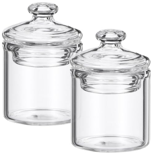 ARTIBETTER 1:12 Scale Miniature Glass Jars with Lids - 2 Pack for Dollhouse Decor, Tiny Storage Bottles for Mini Food & Hobby Displays