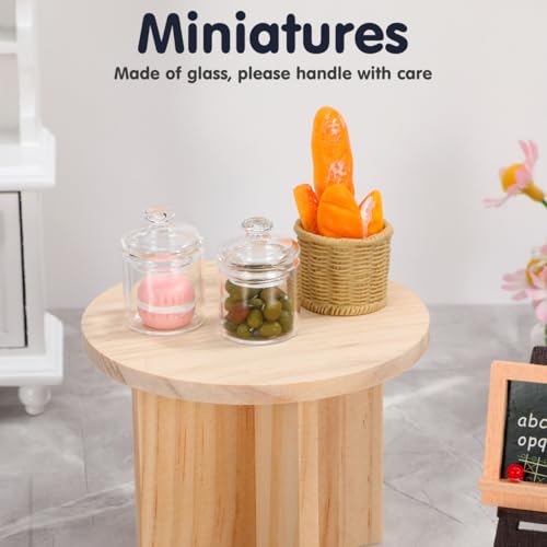 ARTIBETTER 1:12 Scale Miniature Glass Jars with Lids - 2 Pack for Dollhouse Decor, Tiny Storage Bottles for Mini Food & Hobby Displays