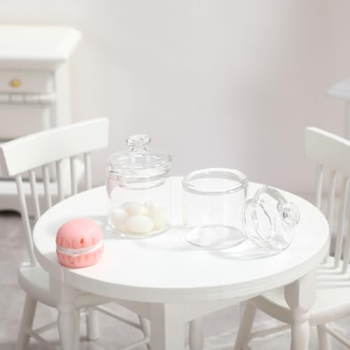 ARTIBETTER 1:12 Scale Miniature Glass Jars with Lids - 2 Pack for Dollhouse Decor, Tiny Storage Bottles for Mini Food & Hobby Displays