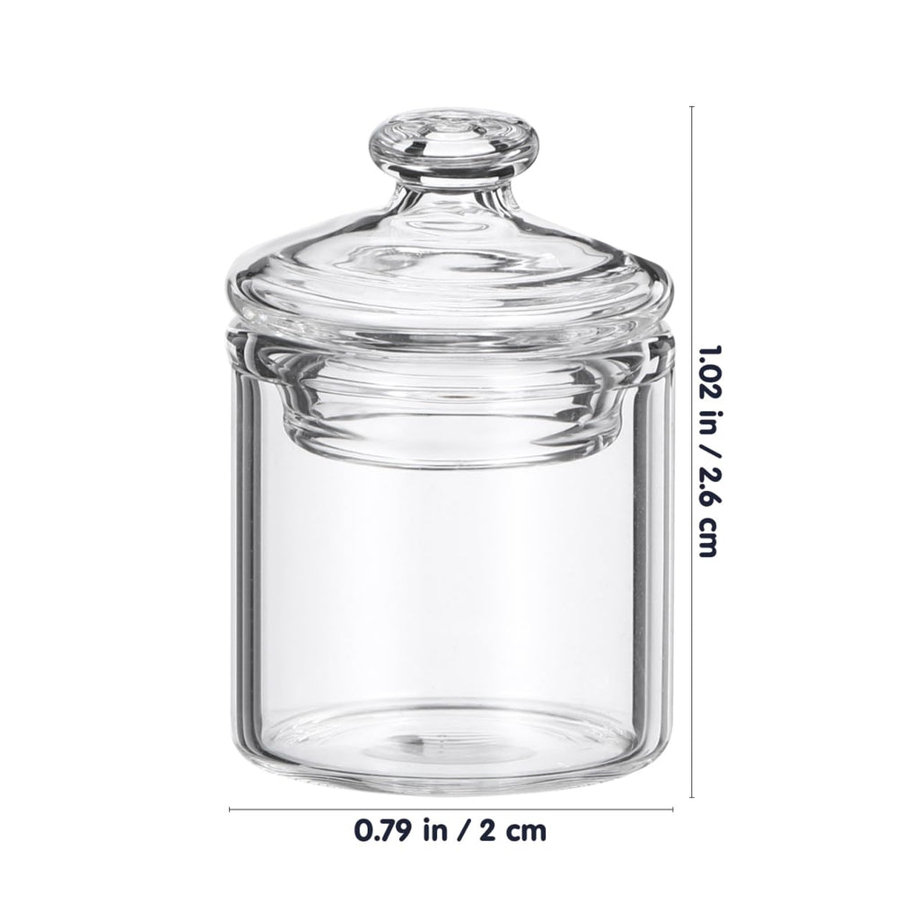 ARTIBETTER 1:12 Scale Miniature Glass Jars with Lids - 2 Pack for Dollhouse Decor, Tiny Storage Bottles for Mini Food & Hobby Displays