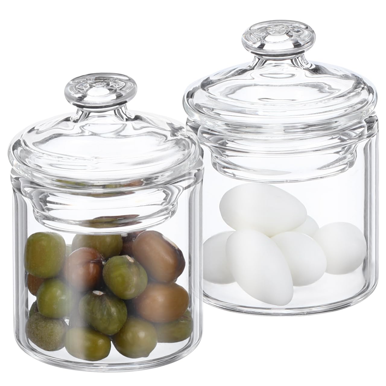 ARTIBETTER 1:12 Scale Miniature Glass Jars with Lids - 2 Pack for Dollhouse Decor, Tiny Storage Bottles for Mini Food & Hobby Displays