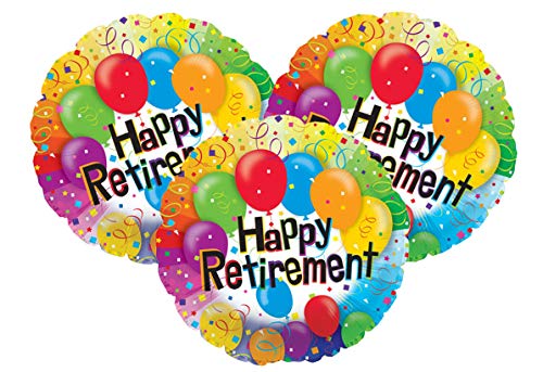 Artisan Owl Set of 3 Happy Retirement 18" Foil Balloons with Confetti