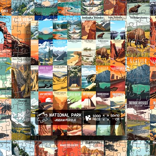 Artnedu 1000-Piece National Parks Puzzle – Yellowstone, Yosemite, Zion & More Vintage Travel Poster Art