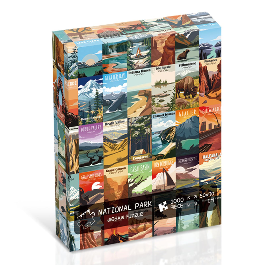 Artnedu 1000-Piece National Parks Puzzle – Yellowstone, Yosemite, Zion & More Vintage Travel Poster Art