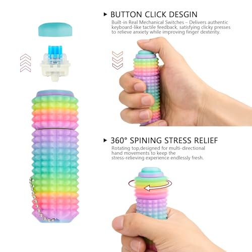 ASCAVS Little Ouchies Pro Fidget Toy - 3-in-1 Click Spinner Pain Stim with Keychain, Glow in the Dark