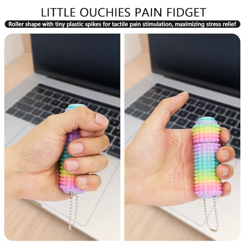 ASCAVS Little Ouchies Pro Fidget Toy - 3-in-1 Click Spinner Pain Stim with Keychain, Glow in the Dark