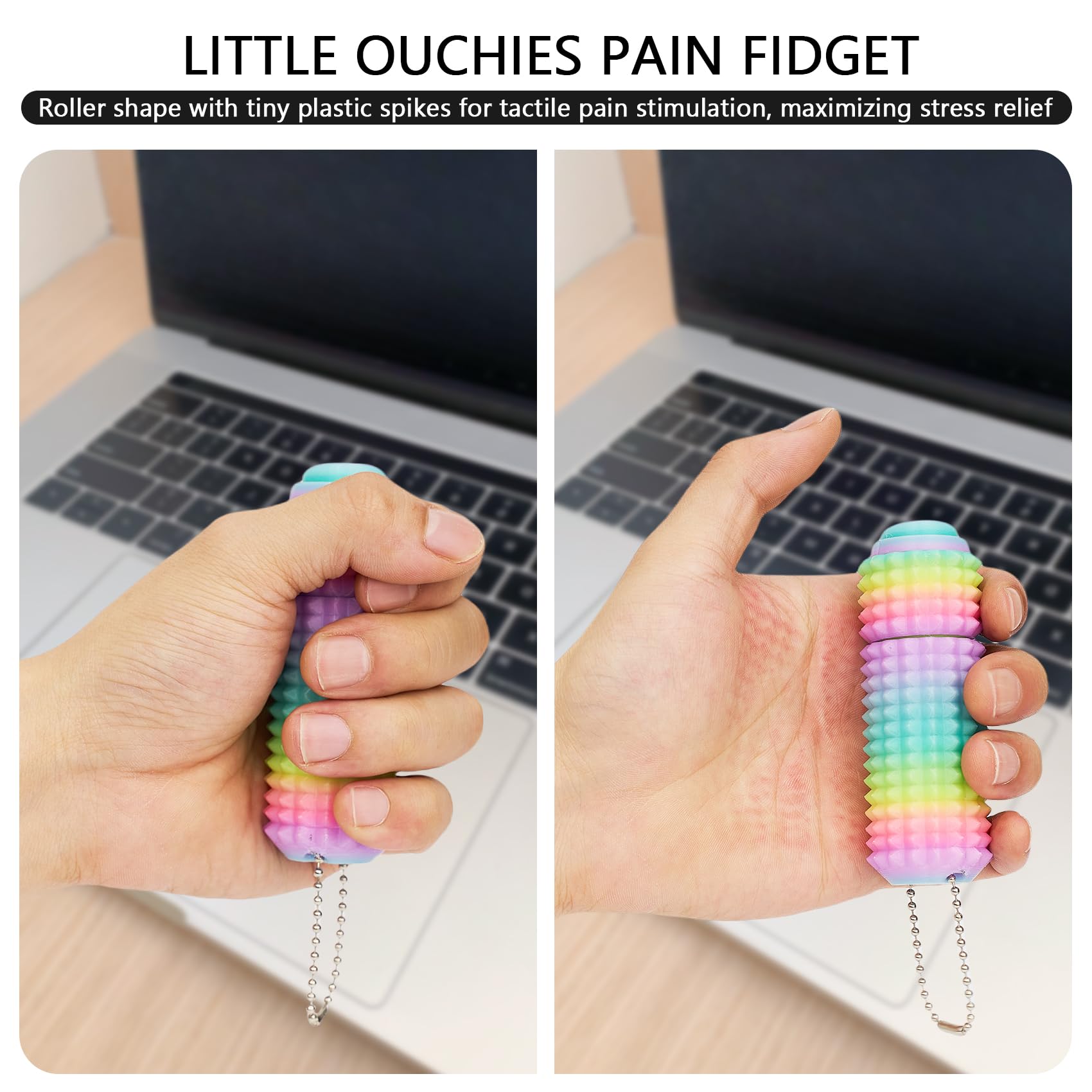 ASCAVS Little Ouchies Pro Fidget Toy - 3-in-1 Click Spinner Pain Stim with Keychain, Glow in the Dark