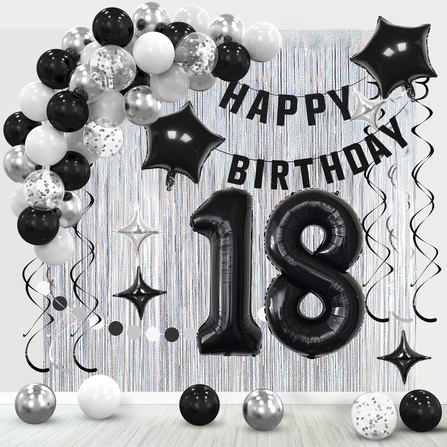 Ashmole Black and Silver 18th Birthday Decorations Kit for Boys or Girls