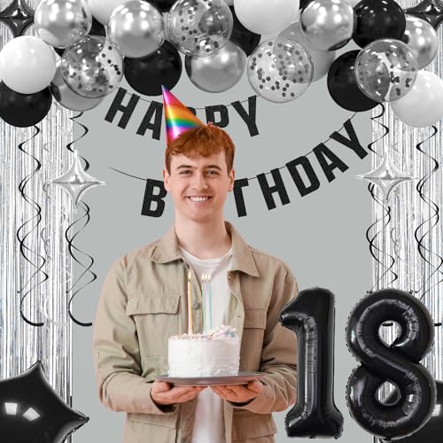 Ashmole Black and Silver 18th Birthday Decorations Kit for Boys or Girls